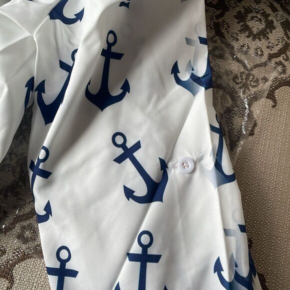 Nautical Button Down  Blouse Top Shirt Ocean Vacation Beach NWT - Picture 8 of 8